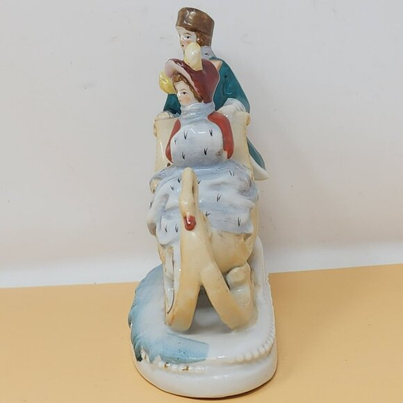 Vintage Paulux Porcelain Figurine Winter Sleigh Scene Hand-Painted Collectible - Picture 2 of 12